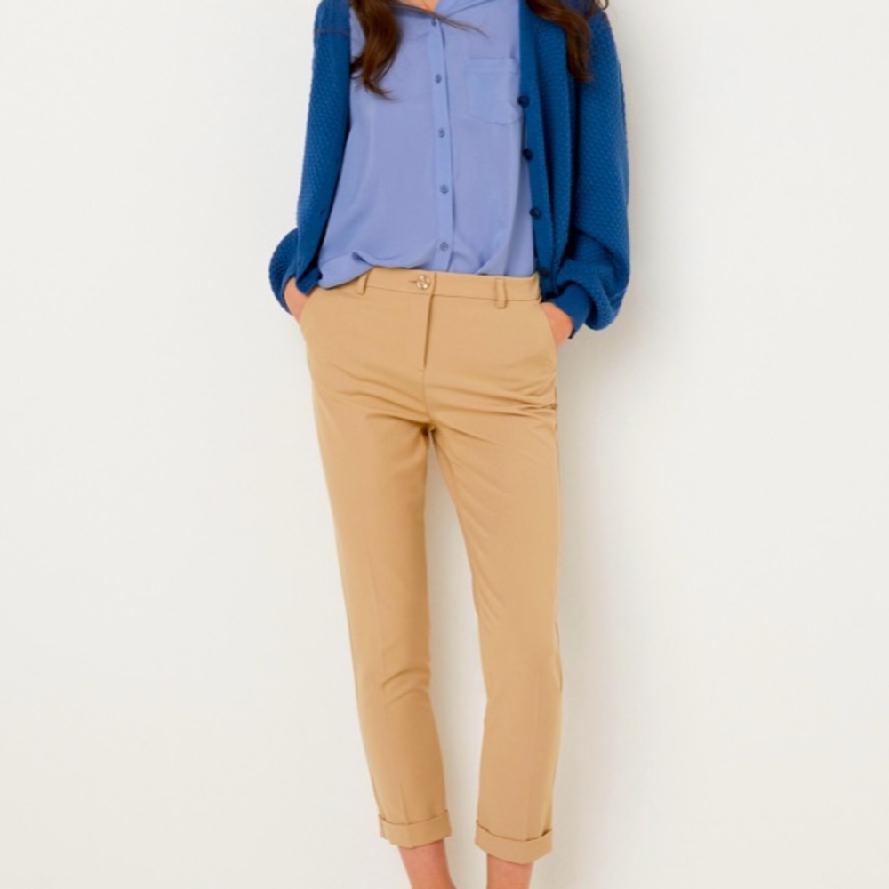Zara Basics Cropped Khaki Pants